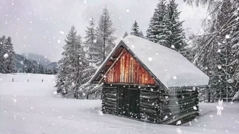 Ext Cabin Snowing