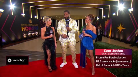 Cam Jordan shows off fit, explains who deserves MVP at 2024 NFL Honors | New Orleans Saints