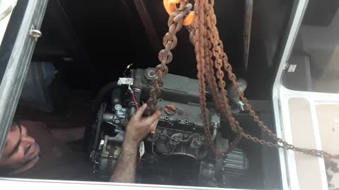 Extraction of engine to begin rebuild