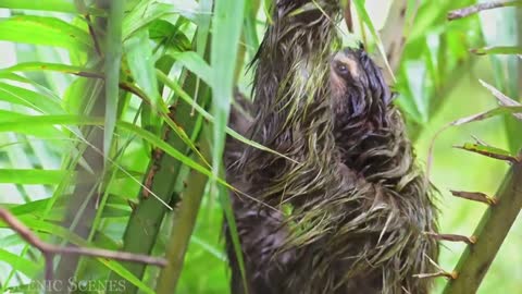 This is a lovely sloth enjoying nature leisurely.