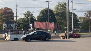 Train Rolls Through Stranded Semi