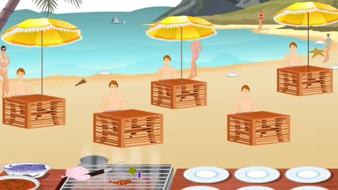 A unique barbecue stand on the beach