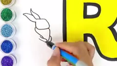 Learn alphabet A to Z with words colouring and drawing