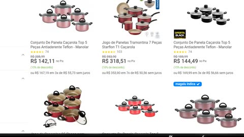 Conjunto De Panela Caçarola Top 5 Peças Antiaderente Teflon - Manolar