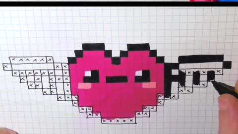 how to Draw Kawaii Heart - Hello Pixel Art by Garbi KW #shorts