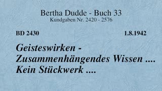 BD 2430 - GEISTESWIRKEN - ZUSAMMENHÄNGENDES WISSEN .... KEIN STÜCKWERK ....