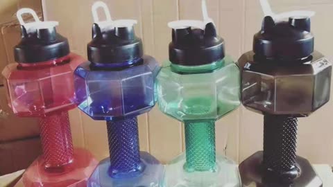 Custom Logo Dumbbell Shaped Water Bottles Gym 2.2L Drinking Water Bottle Plastic-Oneok