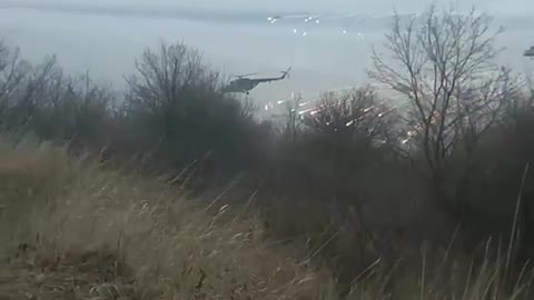 Russian Helicopters Engaging With Ukrainian Air Defense