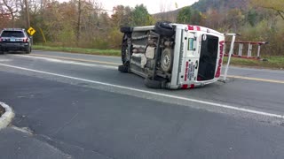 Ford Transit Wreck, my buddy Bob flipped his work van