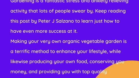 Peter J Salzano - Make Your First Organic Garden a Success