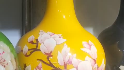 yellow art vase