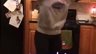 Music wonderful time of year glasses girl dances in kitchen