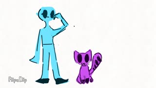 Blue man and the ghoul cat