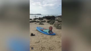 This cute toddler can grow into a great surfer