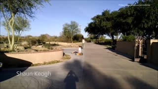 Guy slips and loses control of motor scooter