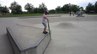 Girl Pogo Stick at skate park