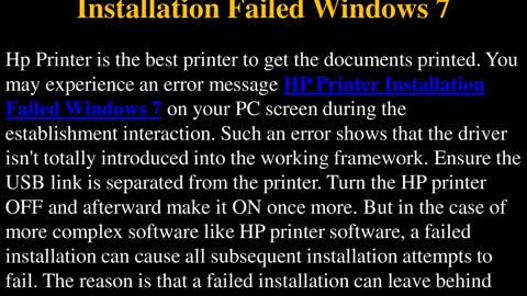 Easy Ways to Troubleshoot HP Printer Installation Failed Windows 7