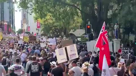 Bisbane Australia Anti-lockdown freedom protests. No police around.