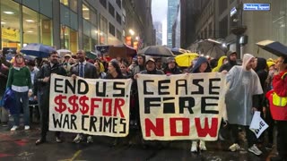 NYC-Democrat Socialist party is marching down East 41st w/ hundreds of New Yorkers to demand a Ceasefire