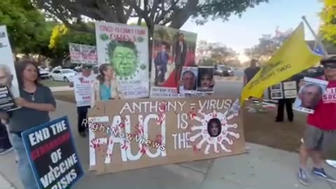 Protesters have gathered outside Dr. Fraudci’s book event in Culver City. 6/24/24