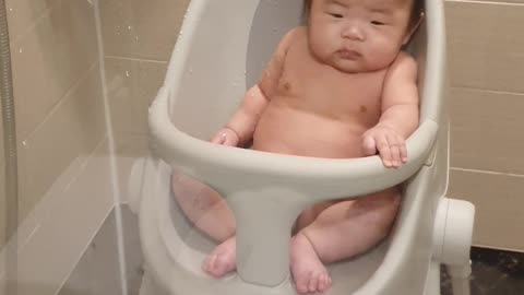 Taking a baby bath