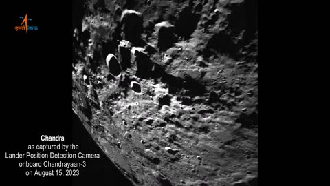 INDIA'S Chandra as imaged by Lander Position Detection Camera on August 15, 2023