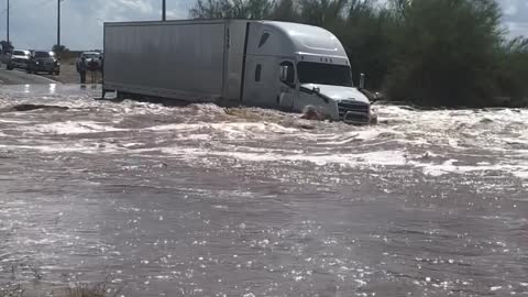 Truck Takes on Floodwaters