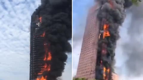China Telecom skyscraper in Changsha is burning