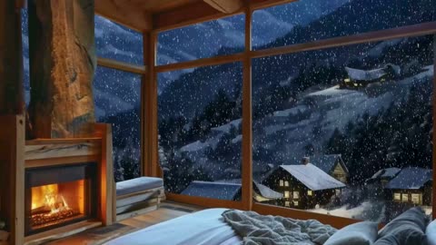 Snowfall Serenity: Embrace Tranquility with Relaxing Wind and Fireplace Sounds for Sleeping ❄️