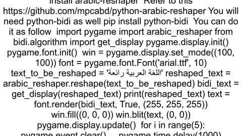 How to fix ArabicPersian text and font in pygame