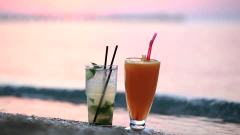 Two cocktails on the beach