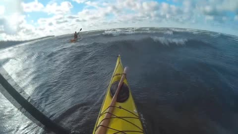 Kayak surfing Lake Erie 2016