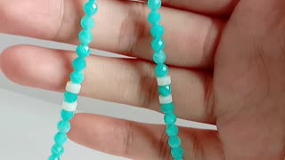 3mm faceted Amazonite blue beads with white heishi tube beads simple necklace