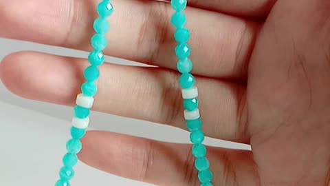 3mm faceted Amazonite blue beads with white heishi tube beads simple necklace