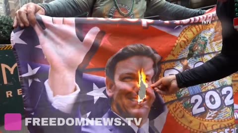 Trump Supporters Burn Ron DeSantis Flag