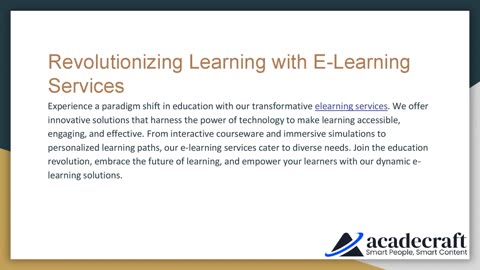 Revolutionizing Learning with E-Learning Services