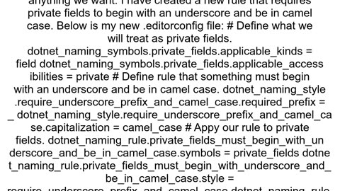 EditorConfig Allow or Enforce Private Fields to Begin with An Underscore