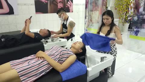 Extreme Relaxation with Beautiful Sexy Girl in Vietnam Hair Salon