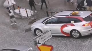 Pedestrians and Cyclists Meet Their Match on an Icy Street