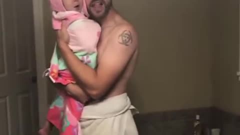 Little cute baby 🚿 with daddy 💗