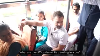 On a BMTC bus, with the incredible women of Bengaluru Rahul Gandhi