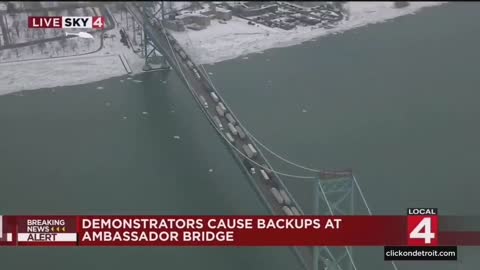 Another Blockade: Ambassador Bridge That Connects Windsor, Ontario To Detroit, Michigan