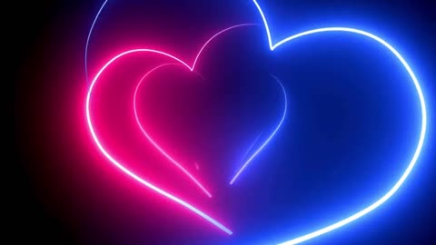 731. Neon Lights Love Heart Tunnel💜Purple Heart Background Neon Heart