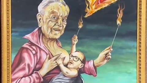 Scott LoBaido painted George & Alex Soros and uncovers it outside the Soros Open Society Foundation