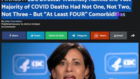 CDC Director Admits Most Rona Casualties Have FOUR Comobidities Or More