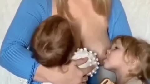 Double Breast Feeding - Baby Hungry - Milk Time