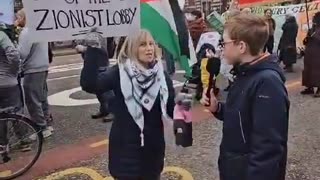 This ignorant, adult pro Palestine protester got humiliated by a 12 year old boy