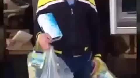 Man singing during selling some tissue boxes