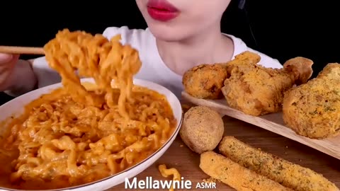 ASMR MUKBANG｜CHEESY CARBO FIRE NOODLES, CHICKEN, CHEESE BALL, CHEESE STICK 까르보불닭 뿌링클 EATING SOUNDS먹방