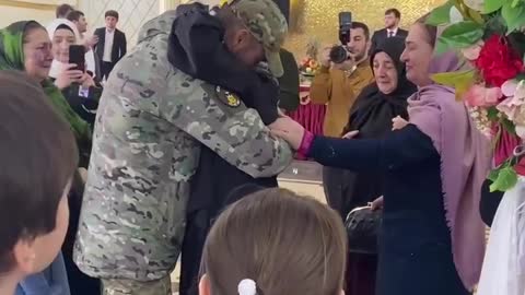 Russian warrior came to his sister for a wedding from the NWO area.